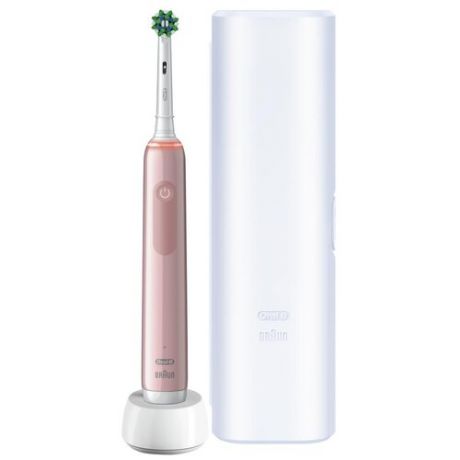 Электрическая зубная щетка Oral-B Pro 3 3500 + Дорожный футляр, розовый