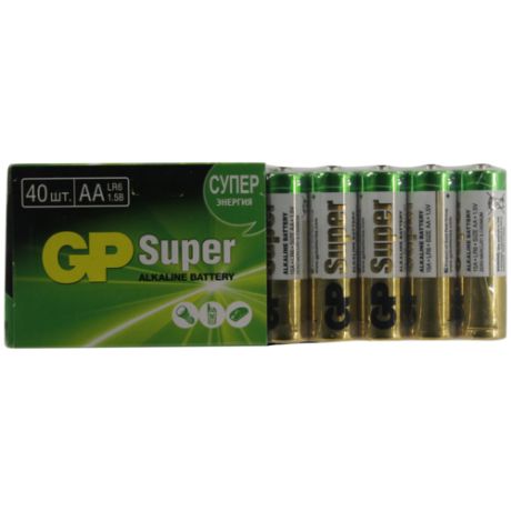 Батарейка AA щелочная GP Super 15A-2CRVS40 1.5V 40 шт