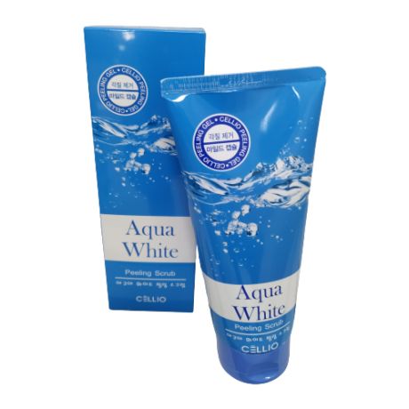 Очищающий пилинг-скраб для лица с АНА и ВНА кислотами Cellio Aqua White Peeling Scrub 180 мл.