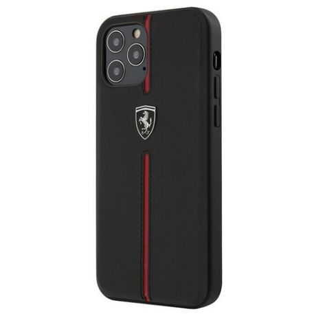 Чехол CG Mobile Ferrari Off-Track Genuine Leather/Nylon stripe Hard для iPhone 12 Pro Max, цвет Черный (FEOMSHCP12LBK)