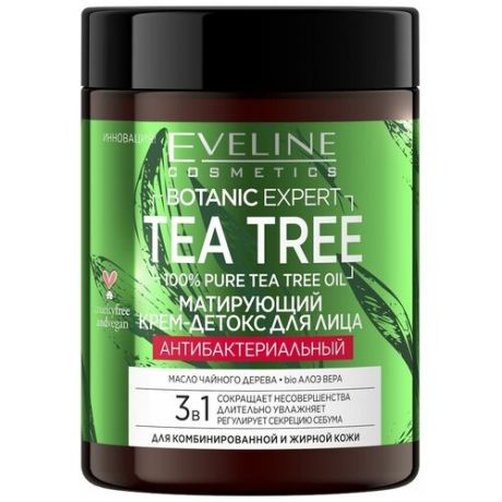 Крем для лица `EVELINE` BOTANIC EXPERT TEA TREE 3 в 1 антибактериальный матирующий 100 мл