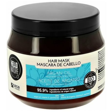 Маска для волос `HELLO NATURE` ARGAN OIL с аргановым маслом (восстановление) 250 мл
