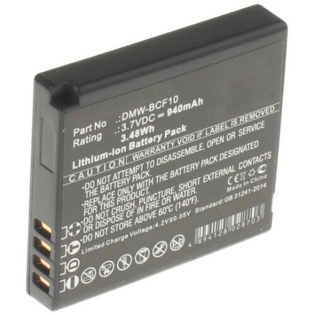 Аккумуляторная батарея iBatt 940mAh для Panasonic Lumix DMC-FS33, Lumix DMC-FS25, Lumix DMC-FX580, Lumix DMC-TS4