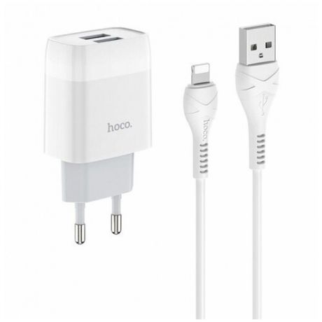 Блок питания сетевой 2 USB HOCO C73A 2.4 A +кабель Apple