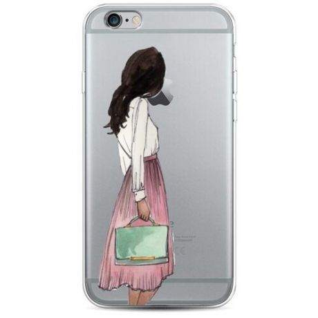 Силиконовый чехол "Девушка с зеленой сумкой" на Apple iPhone 6S / Айфон 6S