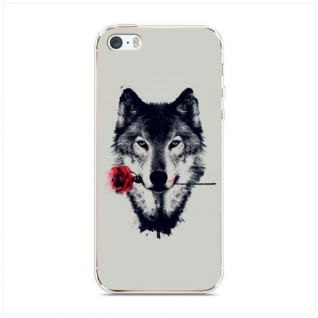 Силиконовый чехол "Волк в поле" на Apple iPhone 5/5S/SE / Айфон 5/5S/SE