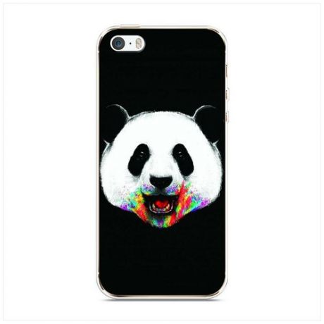 Силиконовый чехол "Панда с воздушным шариком" на Apple iPhone 5/5S/SE / Айфон 5/5S/SE