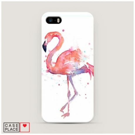 Пластиковый чехол "Акварельный фламинго" на Apple iPhone 5/5S/SE / Айфон 5/5S/SE
