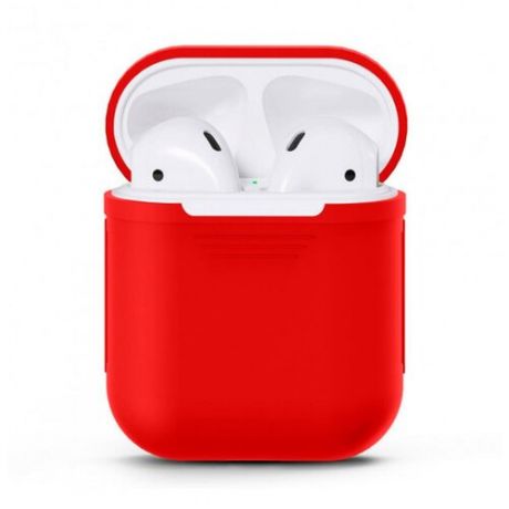 Силиконовый чехол ROSCO для беспроводных наушников Apple AirPods (Эпл АйрПодс), красный