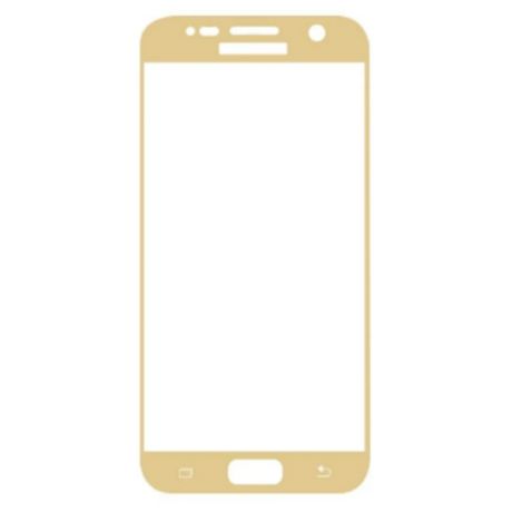 Защитное стекло на Samsung G930F, Galaxy S7, с загибом, золотое