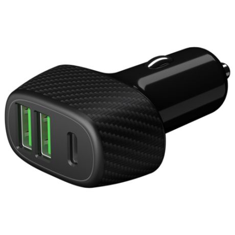 Aвтомобильное зарядное устройство Deppa carbon charger 2 USB A + USB- C, PD, QC 3.0, 42W