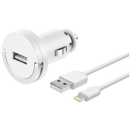 АЗУ USB 1А, дата-кабель Lightning (MFI), белый, Ultra, Deppa (11250)