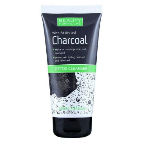 Beauty Formulas гель для лица очищающий с активированным углем Charcoal Detox Cleanser, 150 мл