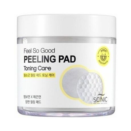 Scinic пилинг-диски для лица Feel So Good Peeling Pad Toning Care c AНА кислотами 70 шт.
