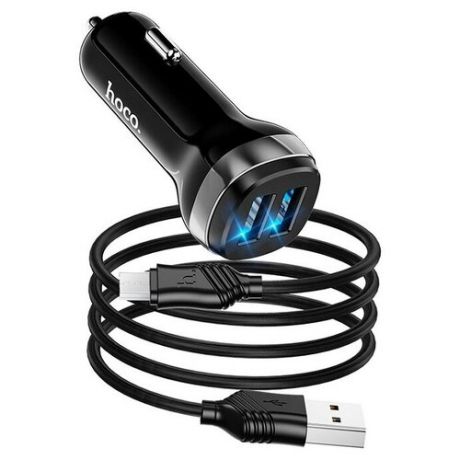 Автомобильное зарядное устройство + кабель Micro USB HOCO Z40 2USB 2,4A черный
