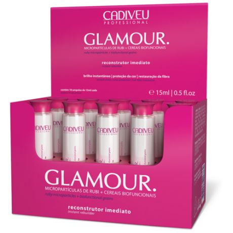 Cadiveu Glamour Instant Rebuilder Vial: Восстанавливающие ампулы для окрашенных волос 15 ml x 10 шт