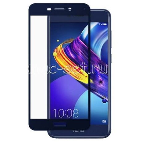 Защитное стекло для Huawei Honor 6C Pro на весь экран 5.2" с синей рамкой