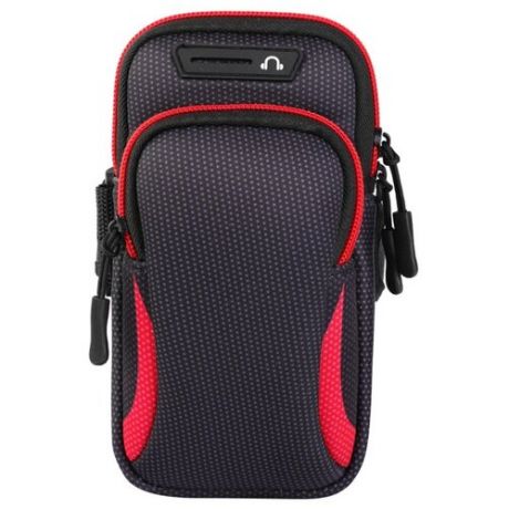 Универсальная спортивная сумка для телефона с отверстием для наушников, крепление на руку, черная с красным