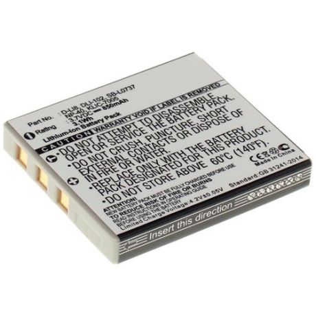 Аккумуляторная батарея iBatt 850mAh для Pentax Optio Wpi, Optio S5n, Optio T20, для Praktica luxmedia 8403, Luxmedia 7403, для Samsung Digimax L80