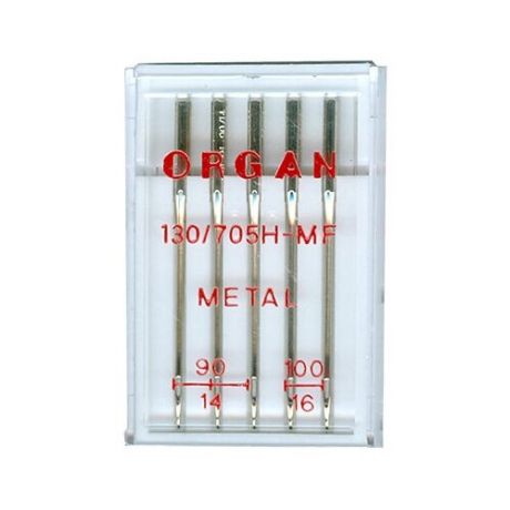 Иглы для бытовых швейных машин "Organ Needles" (для металлизированной нити), ассорти, 5 штук, арт. 130/705H-MF