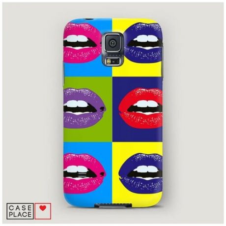 Чехол Пластиковый Samsung Galaxy S5 губы разноцветная помада