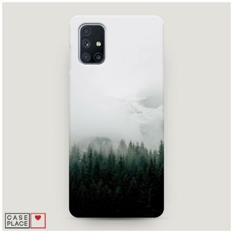 Чехол Пластиковый Samsung Galaxy M51 Туманный лес черно белый