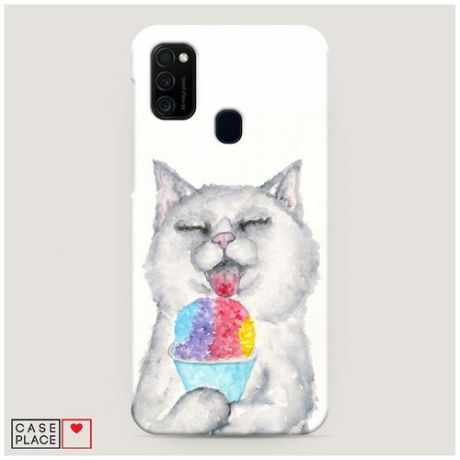 Чехол Пластиковый Samsung Galaxy M30s Кот и мороженое
