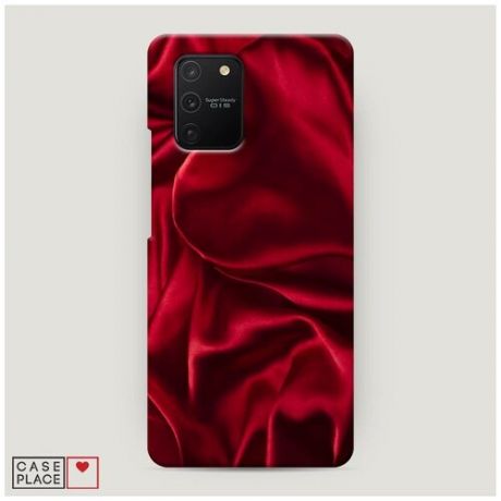 Чехол Пластиковый Samsung Galaxy A91 Текстура красный шелк