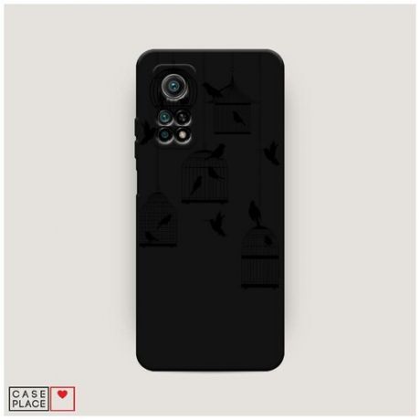 Чехол силиконовый Матовый Xiaomi Mi 10T Pro Клетка с птицами графика