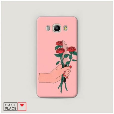 Чехол Пластиковый Samsung Galaxy J7 2016 Розы и нож