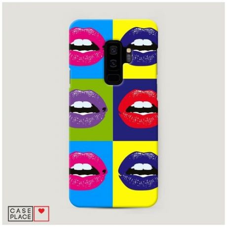 Чехол Пластиковый Samsung Galaxy S9 Plus губы разноцветная помада
