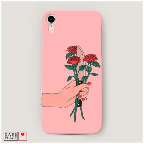 Чехол Пластиковый iPhone XR (10R) Розы и нож