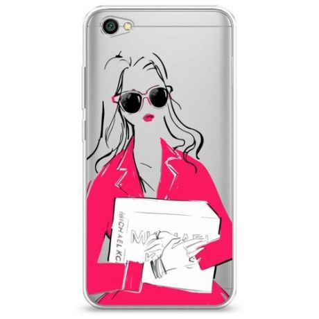 Силиконовый чехол "Девушка в розовом пиджаке эскиз" на Xiaomi Redmi Note 5A / Сяоми Редми Нот 5А
