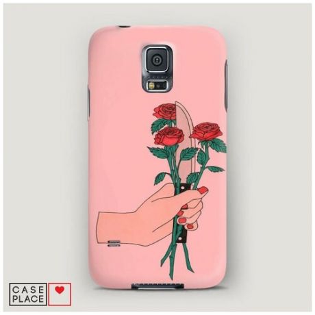 Чехол Пластиковый Samsung Galaxy S5 Розы и нож