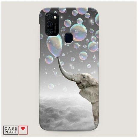 Чехол Пластиковый Samsung Galaxy M21 Слон и мыльные пузыри