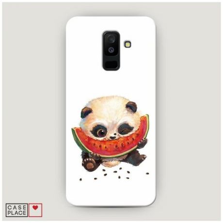 Чехол Пластиковый Samsung Galaxy A6 Plus Малыш панды с арбузом