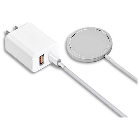 Беспроводное зарядное устройство COTEetCI CS5715-U 2in1 MagSafe для iPhone + Type-C, 20W, белый, бло