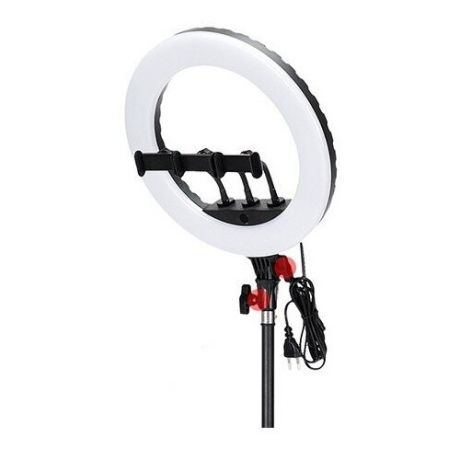 Кольцо-лампа для селфи JMARY FM-14R, 3 гибкимх кранштейна+подставка, USB, черный, 3 зажим, пульт