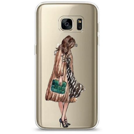 Силиконовый чехол "Девушка с зеленой сумкой" на Samsung Galaxy S7 / Самсунг Галакси С 7