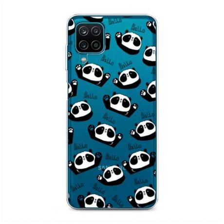 Силиконовый чехол "Hello panda" на Samsung Galaxy A12 / Самсунг Галакси А12