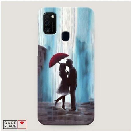 Чехол Пластиковый Samsung Galaxy M21 Влюбленная пара под зонтом