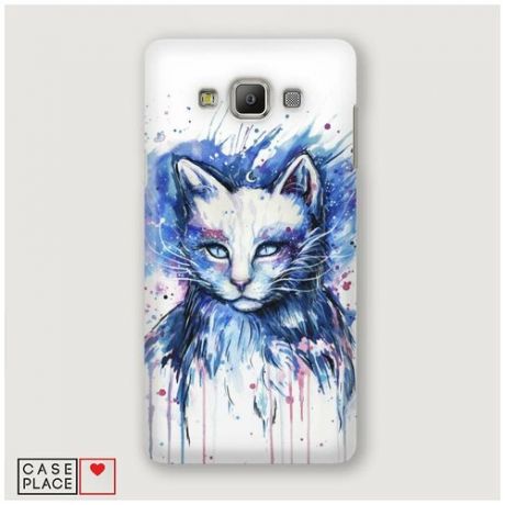 Чехол Пластиковый Samsung Galaxy A5 Кот синяя краска