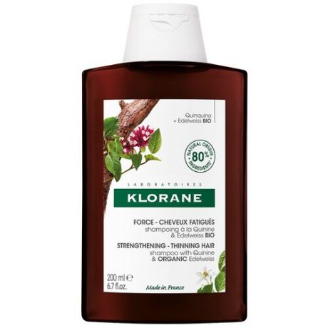Шампунь KLORANE с экстрактом хинина и органическим экстрактом эдельвейса, 200 мл