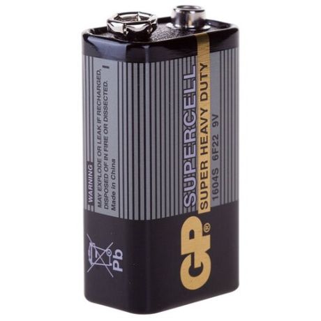 Батарейка GP Supercell MN1604 (6F22) Крона, солевая, 10 штук в упаковке