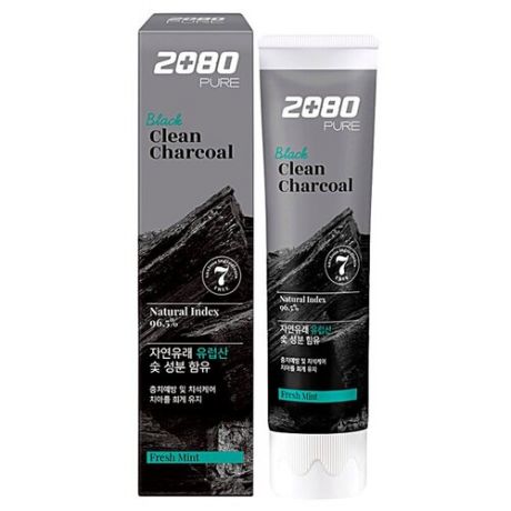 KERASYS Зубная паста с углем отбеливание. Dental clinic 2080 black clean charcoal, 120 гр.