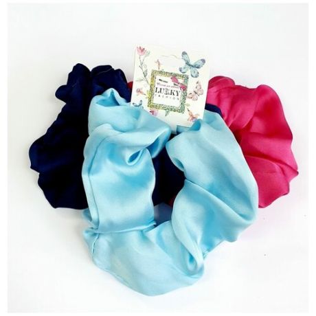 Резинки Lukky Fashion, 3 штуки, цвет: голубой, синий, розовый