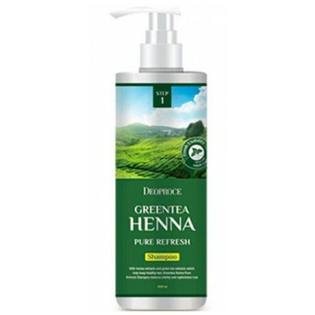 Шампунь с зеленым чаем и хной для волос Deoproce Greentea Henna Pure Refresh Shampoo, 1000 мл
