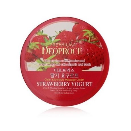 Deoproce Крем для тела Clean And Moisture Massage Cream Strawberry Yogurt, 300 г