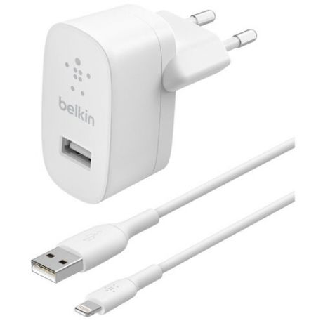 Зарядное устройство Belkin Сетевое зарядное устройство Belkin 12Вт, USB- A + кабель USB- A - Lightning (1м), белый