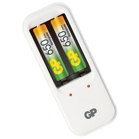 GP Зарядное устройство GP PB410GS65 для 2-х аккумуляторов АА/ААА (в комплекте 2 аккумулятора ААА емкостью 650 mAh)